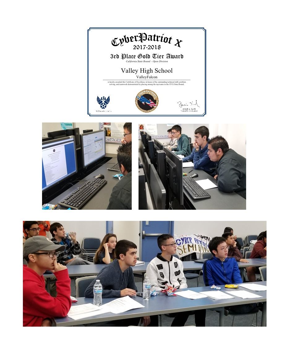 Students working at the computers during the competitions. picture of certificate showing 3rd place win Students working at the computers during the competitions. picture of certificate showing 3rd place win